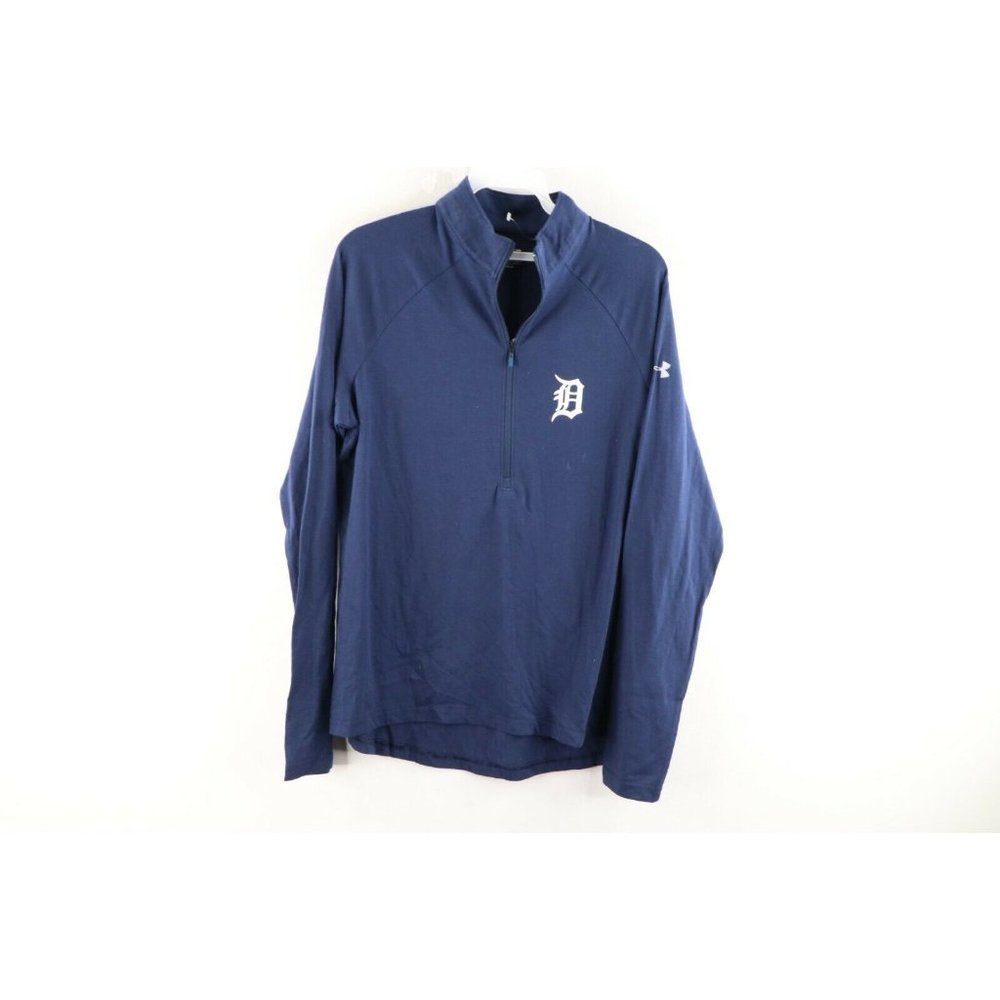 New Under Armour Womens Medium Detroit Tigers Baseball Half Zip Pullover Top